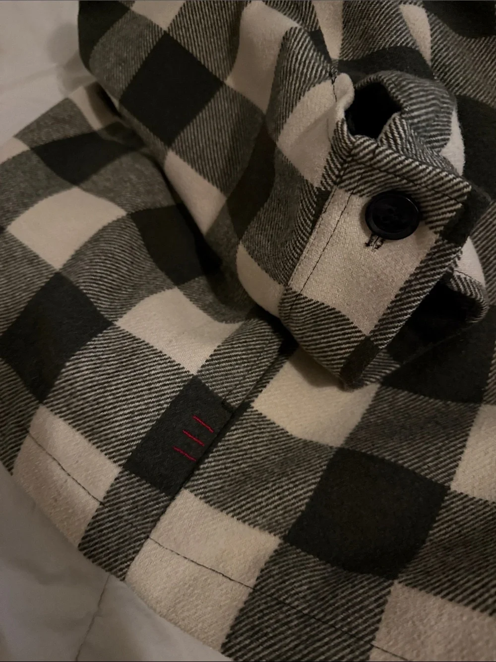 BDG Black and Cream Plaid Quilted Field Shirt Jacket
